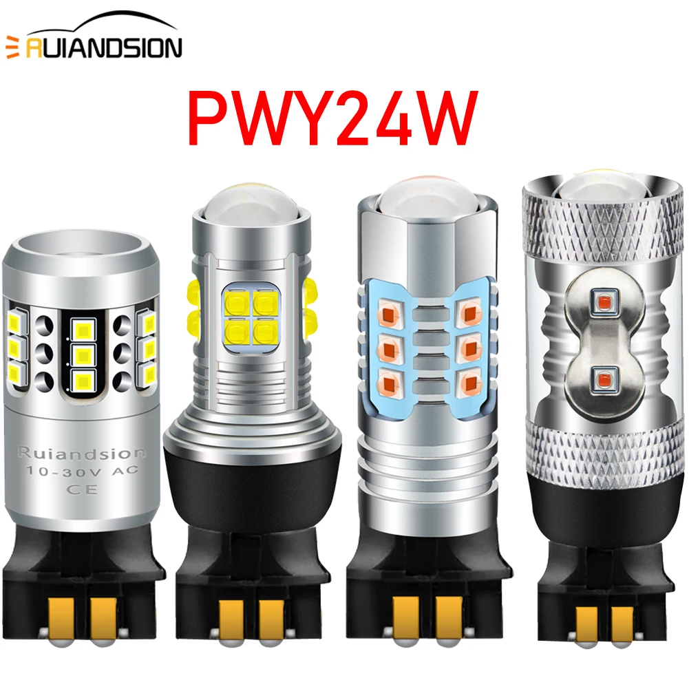 

Ruiandsion PWY24W LED Light 800LM 80W Super Bright Lighting Car Brake Lights Red White Hi/Lo Beam Plug and Play Bulb 6V 12V 24V