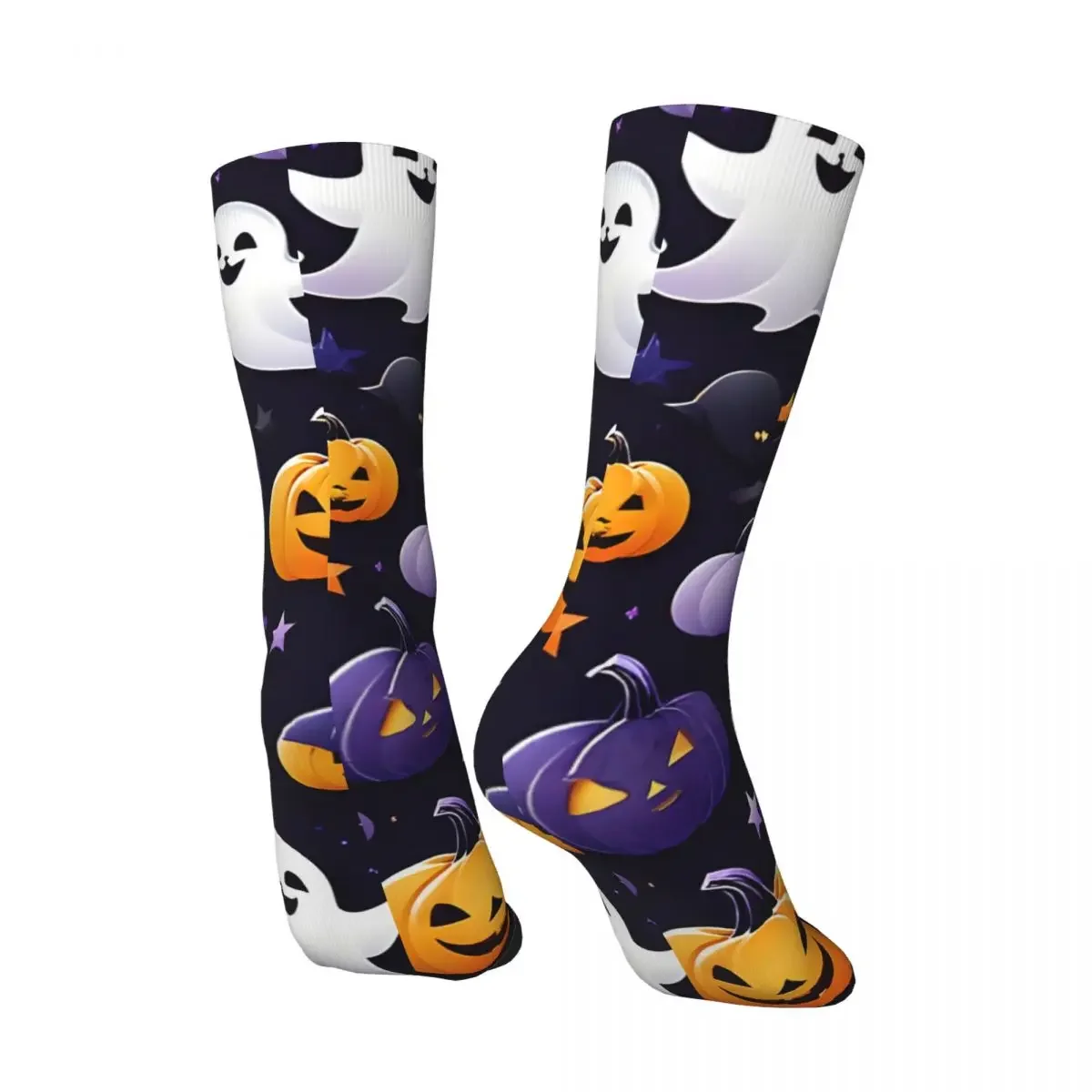 Vintage Halloween pria kaus kaki kompresi Unisex pola Harajuku baru cetak kru kaus kaki