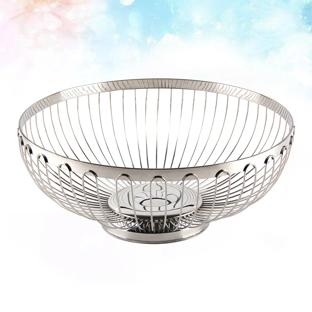 

Kitchen Fruit Basket Stainless Steel Wire Vegetable Washing Tray Large Capacity Hollow Out Storage Bowl For Home Use Fruit