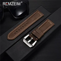 New Style Men 20 22 24 26mm Leather Watchband Vintage Crazy Horse Skin Strap Universal Watch Accessories Replacement Band