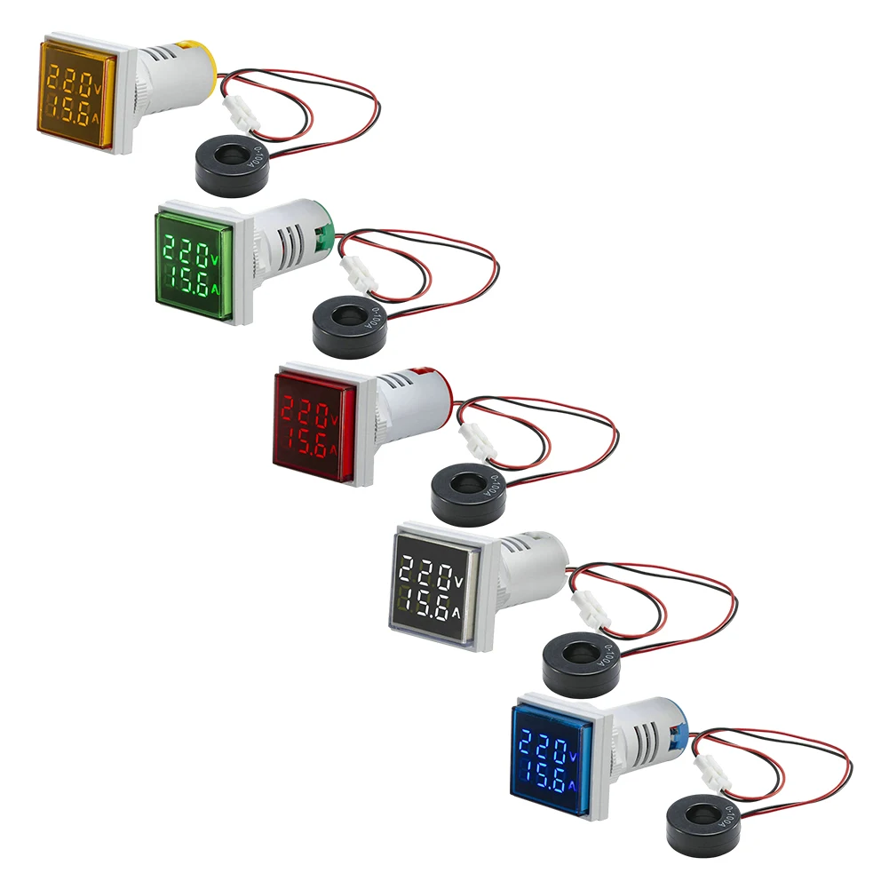 Display led voltímetro amperímetro medidor de frequência ac 60 500v tensão 0 ~ 100a corrente 20 75hz frequência transformador de leitura clara