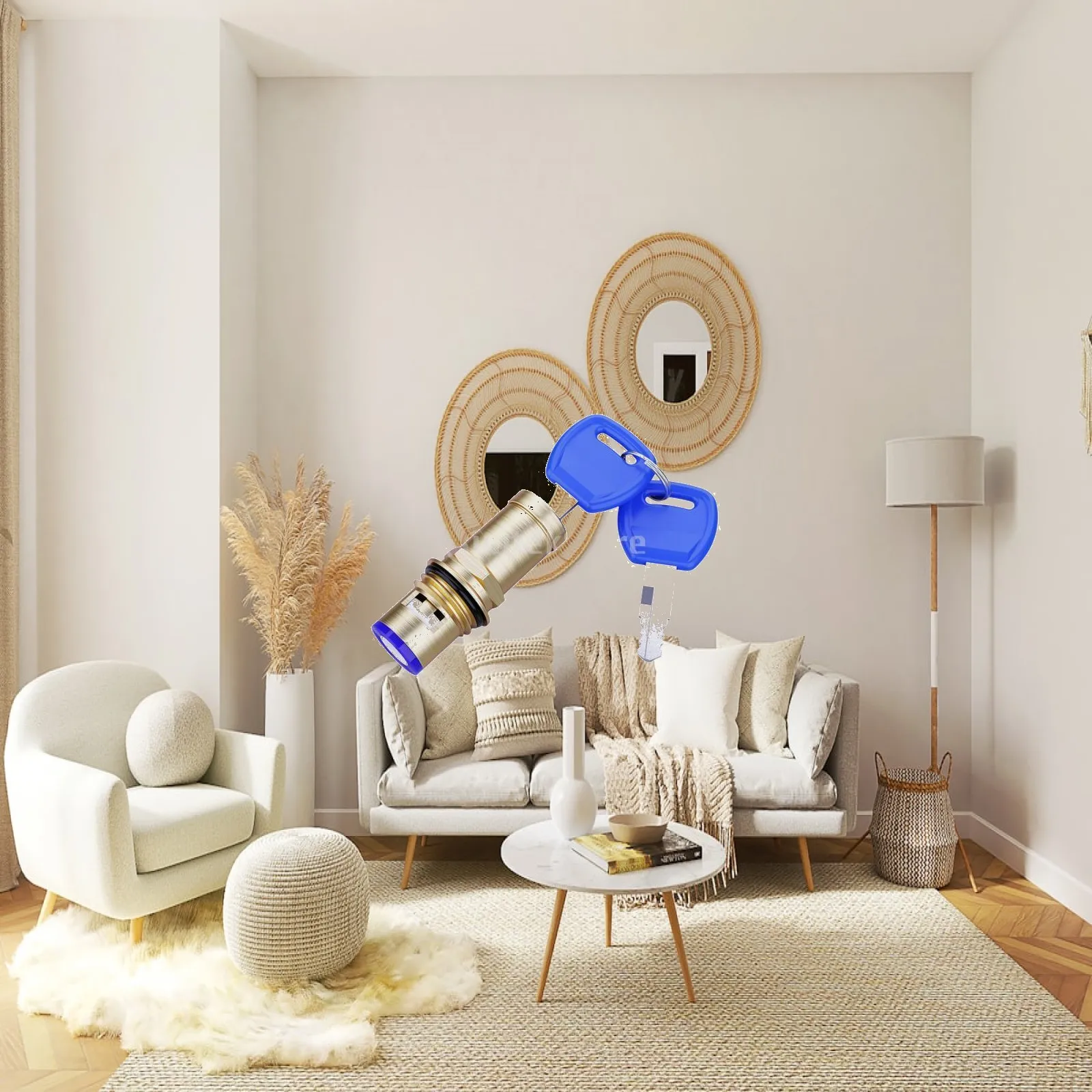 Faucet Lock Cylinder Brass Key Valve Lock Outdoor Faucet Security Core Water Tap Management for Garden and Public Sinks