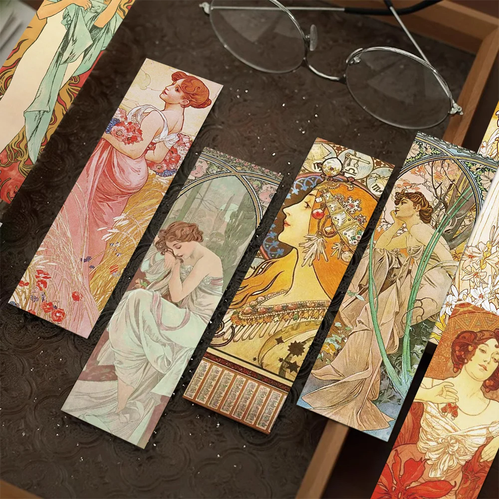 30pcs Mucha Bookmarks Classic Painting Gifts Art Set Creative Bookmarks Personalized Exquisite Cultural and Creative