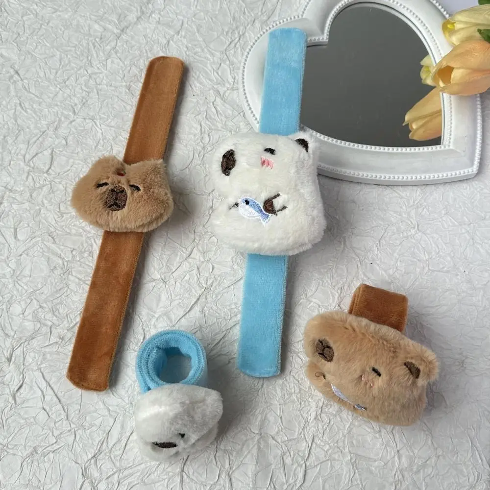 Capivara roedor plushies tapa pulseira com clap círculo mão anel capivara clap círculo brinquedos simulação pp algodão