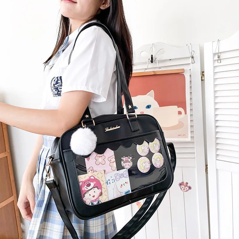 Japanese Pain Bag New Hot Sale Transparent Bukai PU Soft Girl Student Women Shoulder Bag Square Two yuan Crossbody Bag IB135