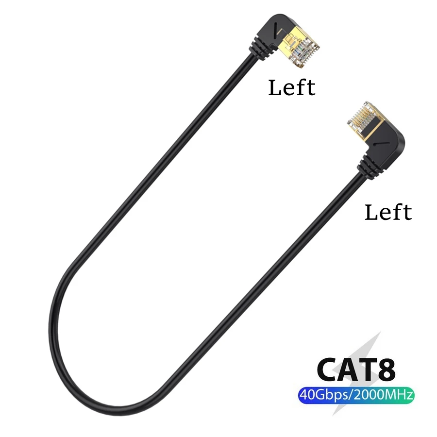 Cat8 Ethernet Cable SFTP 40Gbps 2000MHz Cat 8 RJ45 Network Lan 90 Degree Up Down Left Right Angle Internet RJ 45 Ethernet Cable