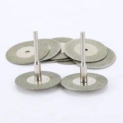 Disques de coupe diamantés de 30mm, Mini lame de scie diamantée avec 2 pièces de connexion, tige de 3mm pour perceuse Dremel, outil rotatif adapté