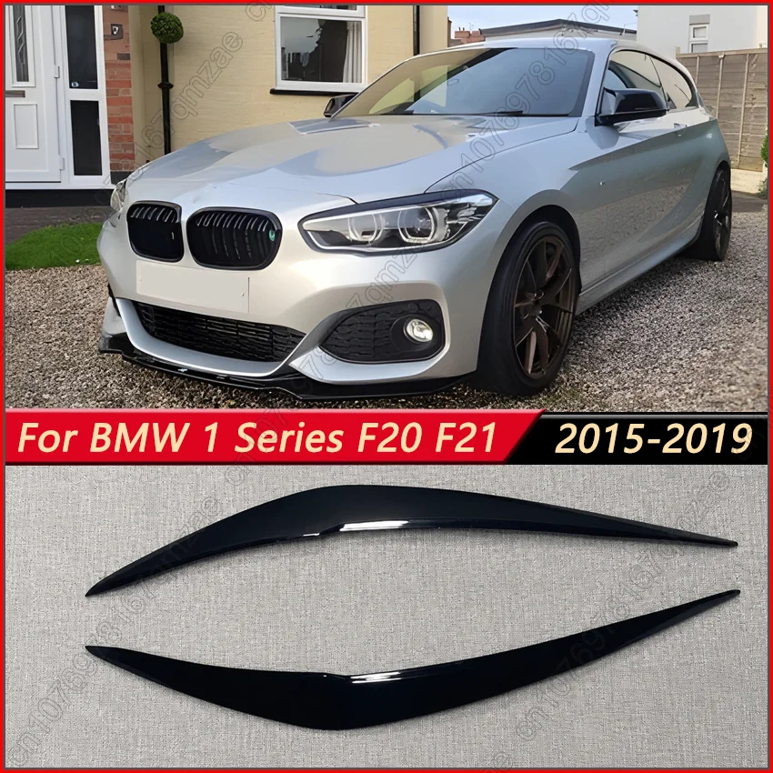Gloss Black Car Front Headlight Eyebrow Eyelids Stickers For BMW 1 Series F20 F21 116i 118i 120i 125i M135i M140i 2015-2019