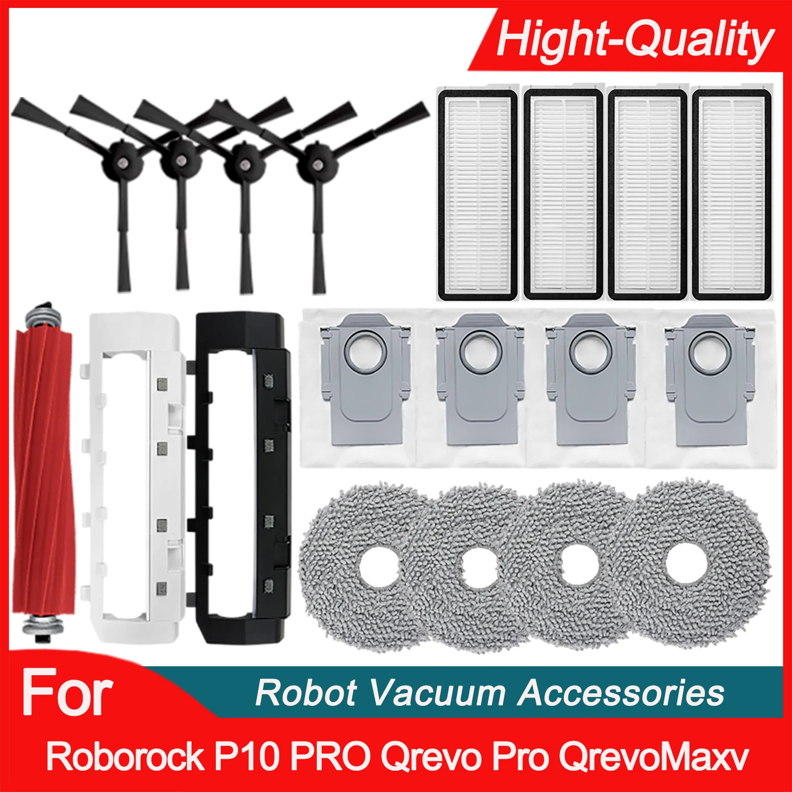 

Roborock P10PRO /Q Revo/ Q Revo PRO / P10 A7400RR Spare Parts :Roller /Side Brush Cover Hepa Filter Mop Rag Dust Bag Optional