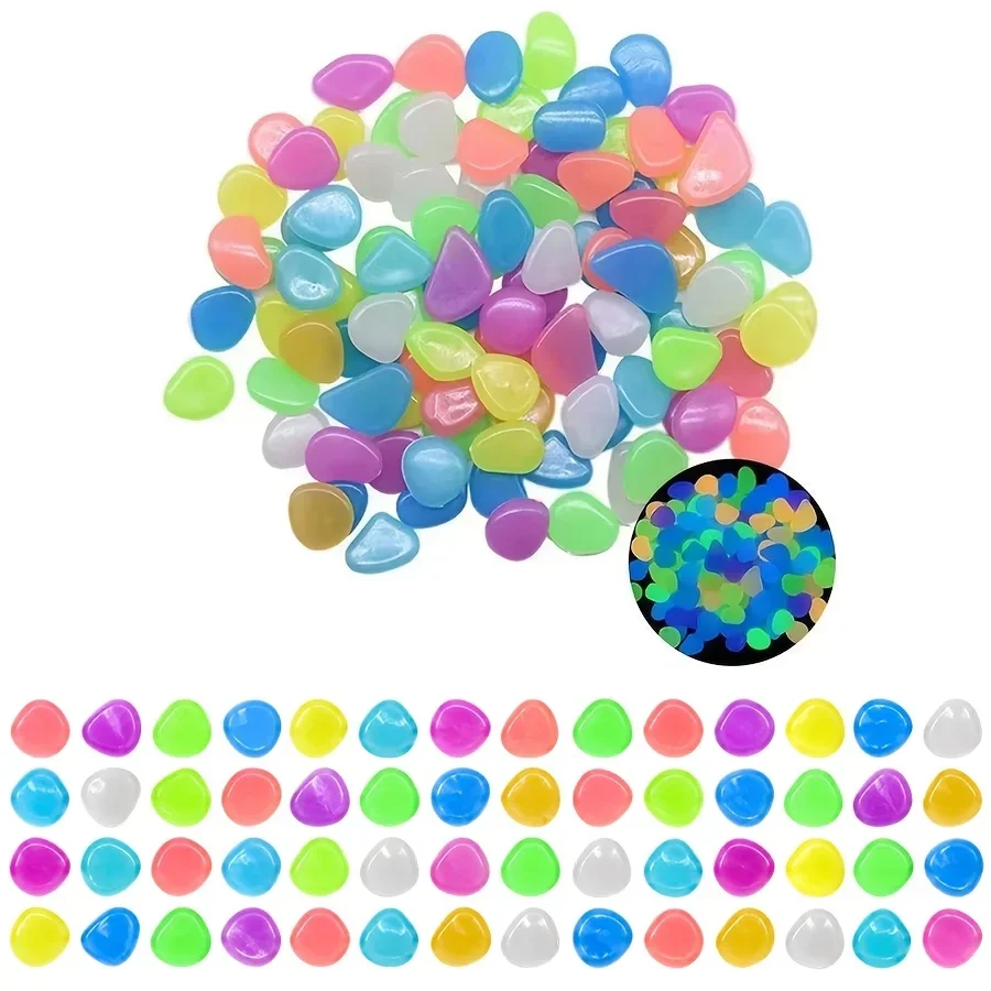 99g Random Color Glowing Pebbles 1cm Luminous Gravel Glow in The Dark Stones for Aquarium Fish Tank Garden Path Home Decor ZYF
