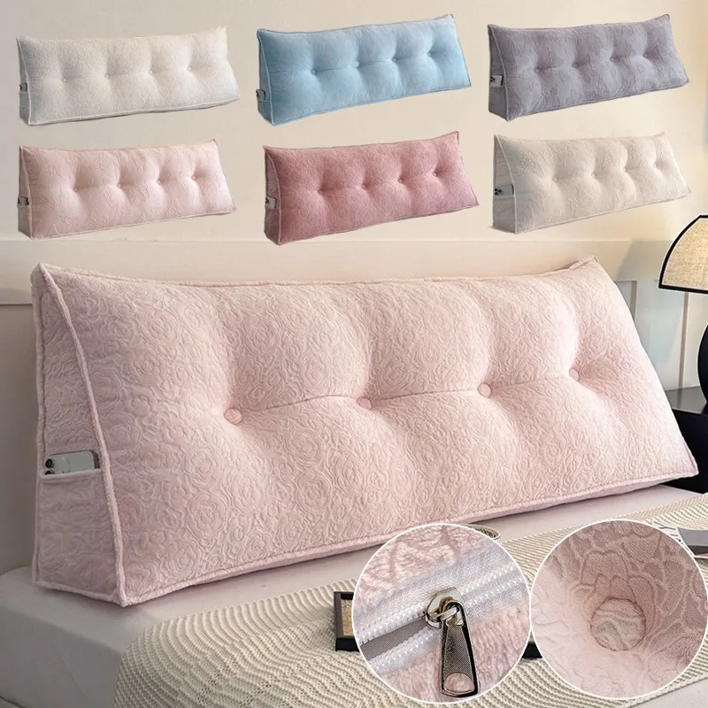 

Milk Velvet Headboard Triangular Pillow Sofa on The Bed Reading Waist Protection Backrest Cushion Home Bedroom Soft Bag Cushion