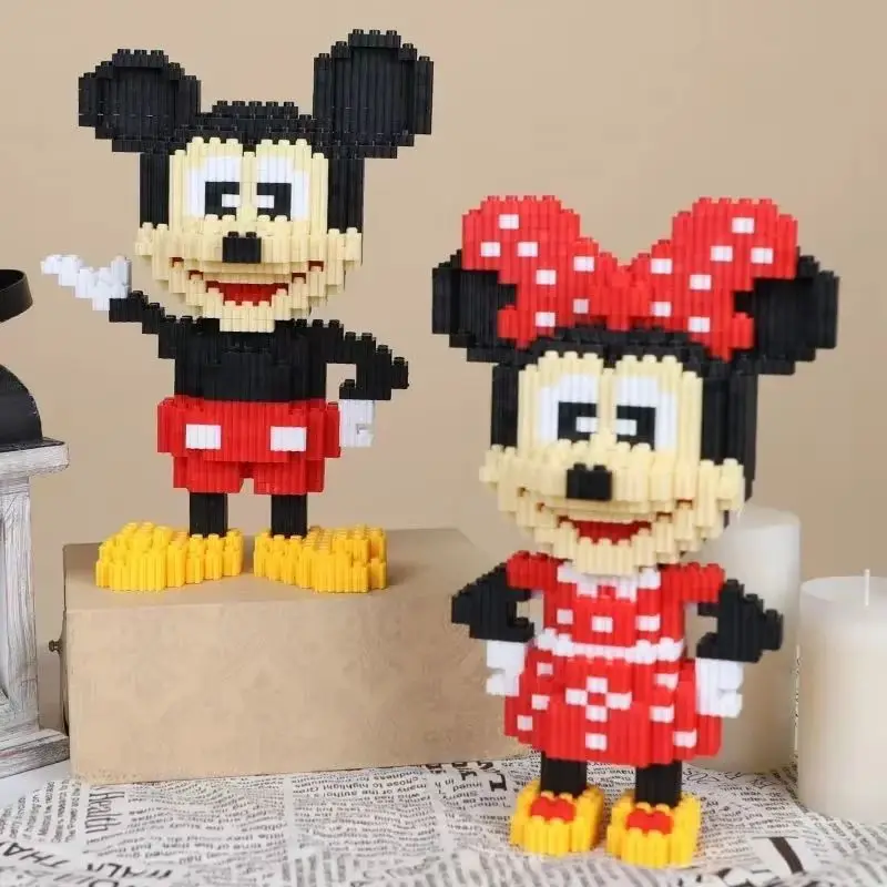 Popular Kawaii Mickey Minnie Mouse Blocks Small Particle Mini Diamond Puzzle Blocks Assembly Gift Decoration Toy For Children