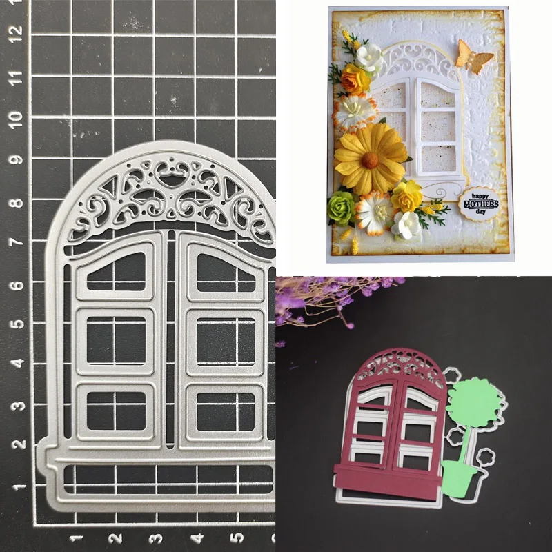 

Window Two Frame Metal Cutting Dies Stencil Scrapbook Diy Album Stamp Paper Card Embossing Decor Craft Knife Mould