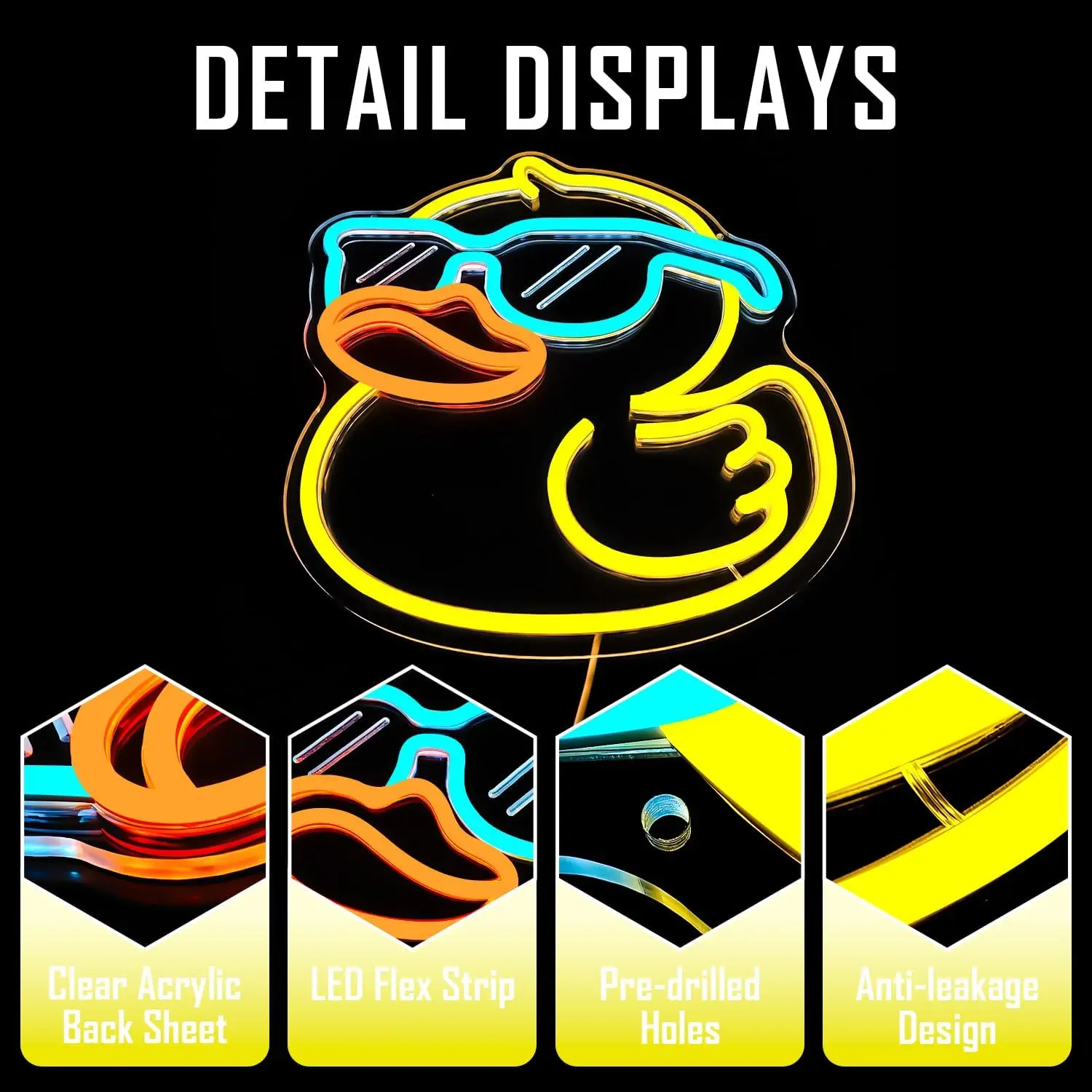 بطة النيون USB عكس الضوء LED ضوء النيون لغرفة النوم لطيف بطة مع نظارات الحمام ديكور ضوء الليل هدايا للأطفال