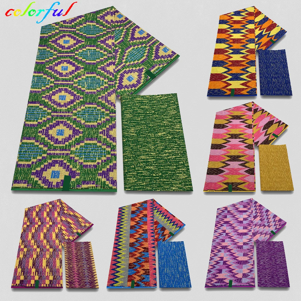 

Wax fabric African Kente Golden real Wax Fabric 100% Cotton Nigeeria Ghana Popular style Sewing Dress craft DIY