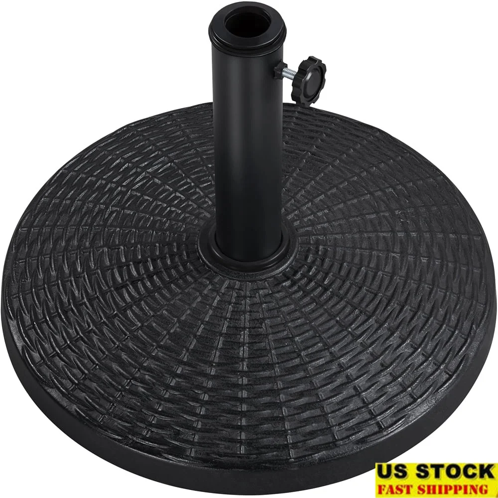 

Heavy Duty Patio Umbrella Base Stand 23lbs Resin Iron Round Compatible with 1.5 1.9 inch Poles Durable Weather Resistant