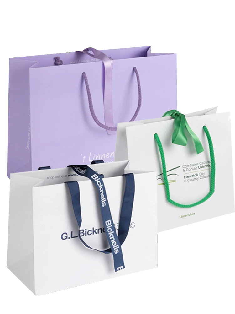 Jewelry mixture color design paper bag white ribbon handle lifting rope