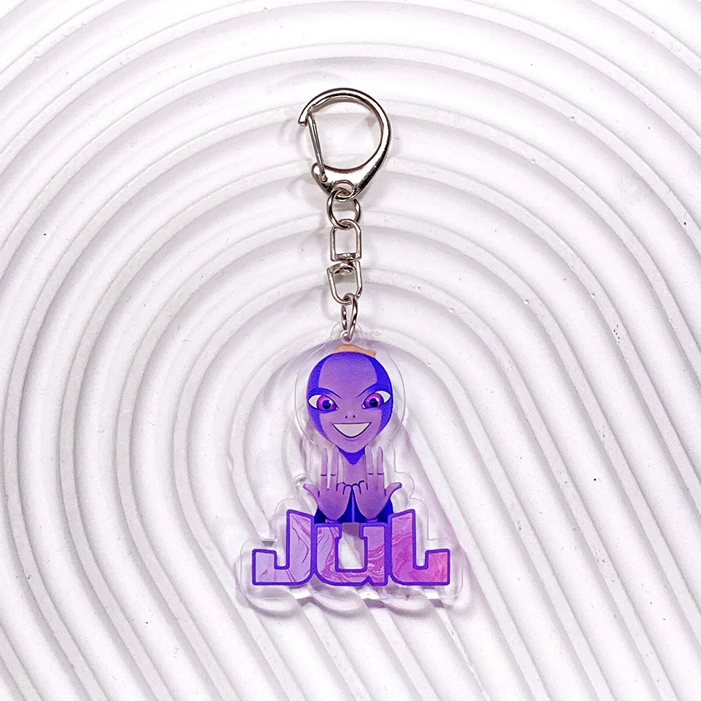 1/6Pcs French Rapper Rap JuL Acrylic Keychain Cute Bag Charms Accessories Funny Backpack Key Holder Keyring Fans Friends Gifts