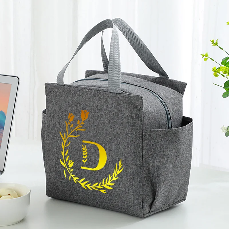 Cooler bag lunch bag new design letters pattern thick foil lining portable for picnic office large capacity side pocket