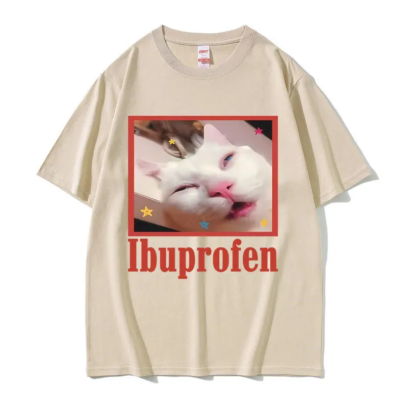 

Ibuprofen Cat Funny Meme T Shirts Humor Cute Lover Cat Graphic T-Shirts Men Women Casual Cotton Vintage Short Sleeve Tee Shirt