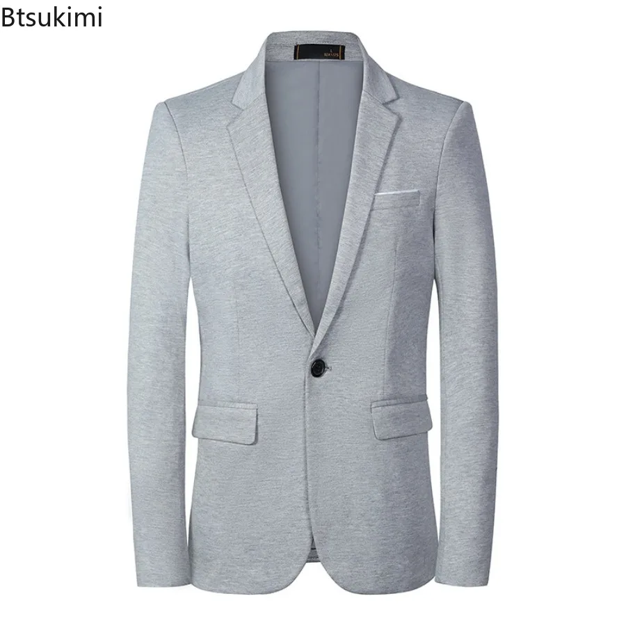 New Fashion Casual Blazers for Men Solid Slim Fit Korean Style Suit Jacket Business Party Elegant Men's Clothing Plus Size M-5XL