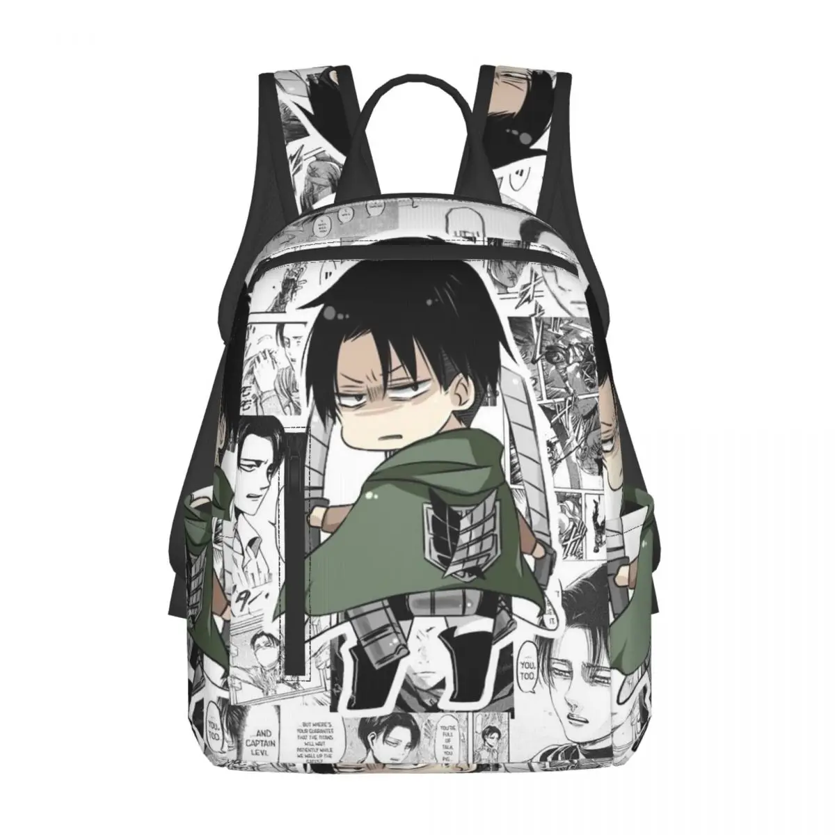 リヴァイ・アッカーマン-進撃の巨人-バックパック-デイパック-大容量-子供用ブックバッグ-スクールバッグ-ショルダーバッグ-メンズ-レディース
