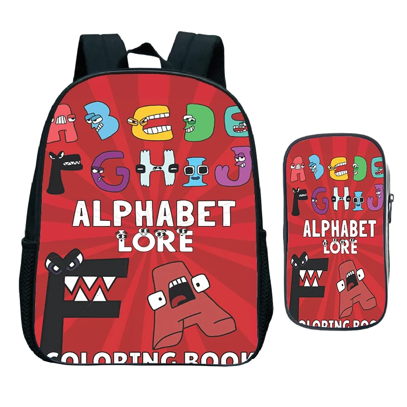 Kids 2pcs Set Backpack Alphabet Lore Print School Bag for Preschool Boys And Girls Kindergarten Backpack Waterproof Bookbag Gift