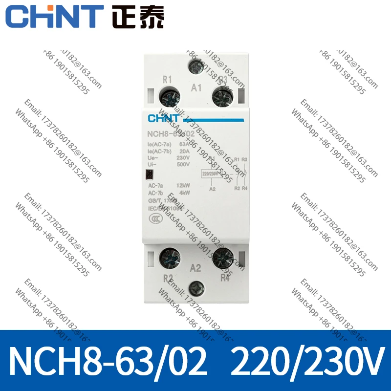 CHINT 230V المقاولين hogar NCH8 20A 25A 40A 63A 2NO 1NC 1NO 2 NC قواطع صغيرة وحدات هوغار 2 Fase4 polos