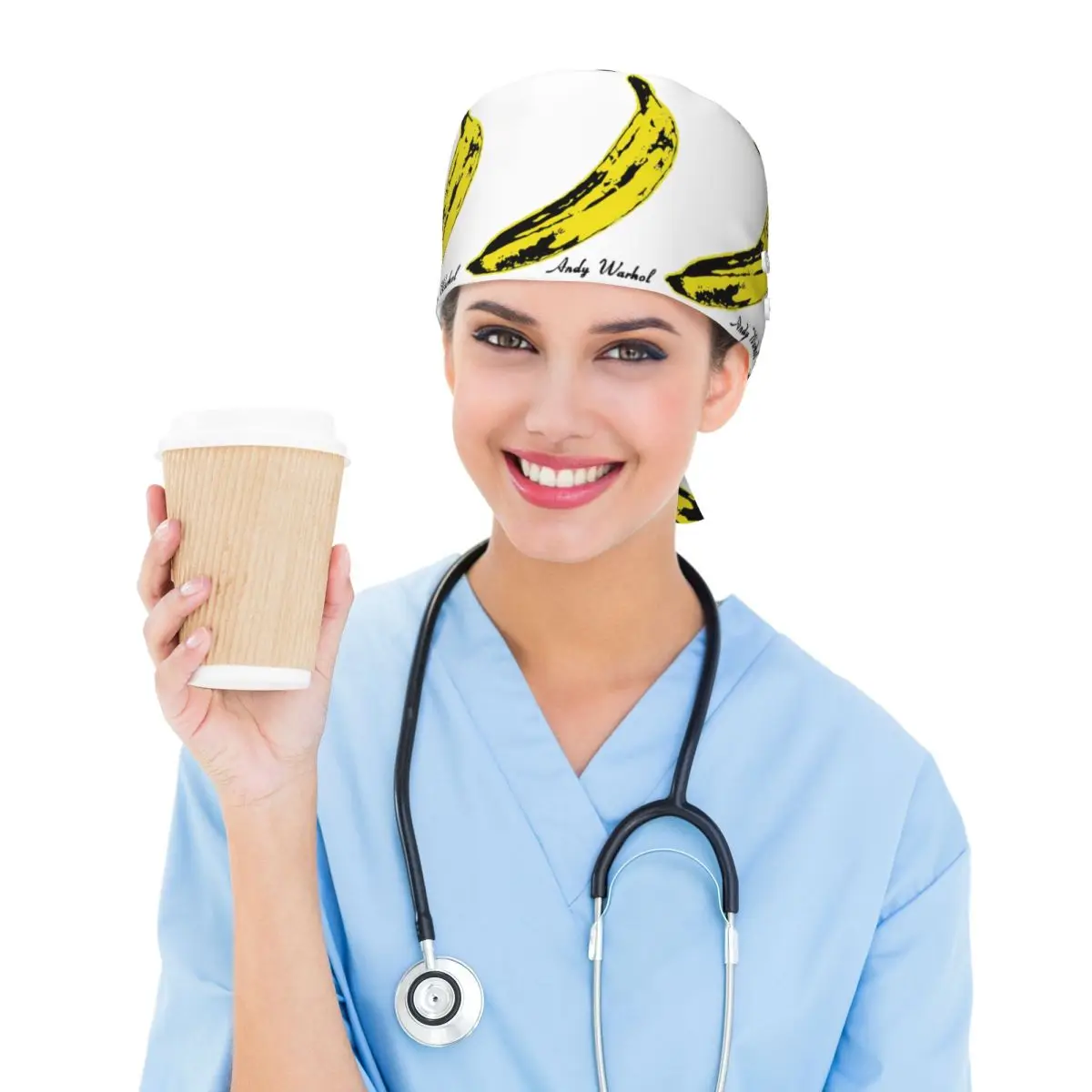 Andy Warhol Sunset Cat Cattle Banana Scrub Hat Doctor Working Surgical Cap Men Women Adjustable Nursing Caps for Dentist