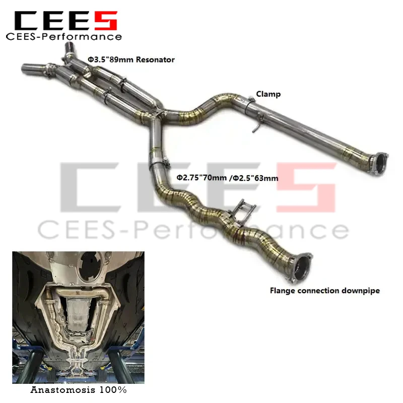 

cees Exhaust Mid Pipe X Mid Pipe with Resonator for BMW M3/M4 G80/G82 3.0T 2020-2025 High Performance Titanium Exhaust System