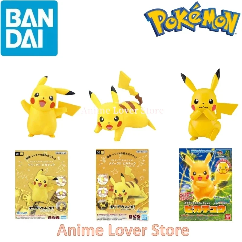 Bandai oryginalny Pokemon Pikachu 01 03 41 Anime figurka prosty montaż zabawki modele dla dzieci prezent modele kolekcjonerskie ozdoby