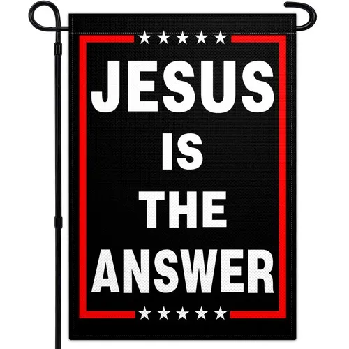 Jesus is The Answer Garden Flag 12x18 Inch 3Ply Double Sided Christian Americ... YYZ