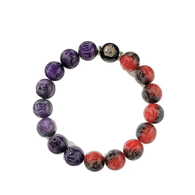 Six Word Mantra Bodhi Bracelet Single Circle Two Tone Zodiac Luck Prayer Beads Jewelry Gifts