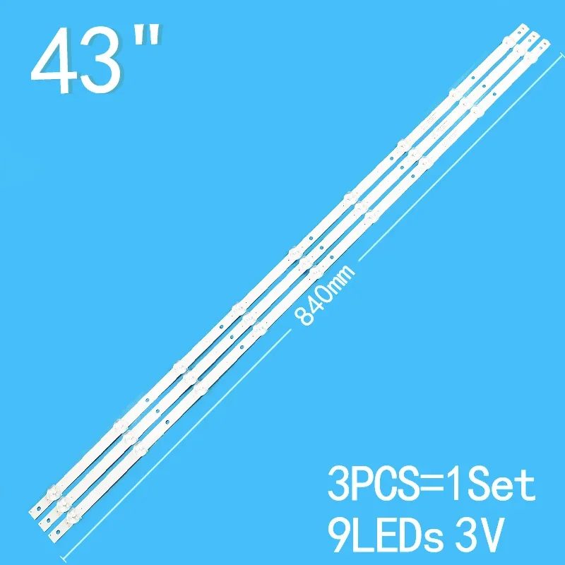 

840mm LED Backlight strip 9LED(3v) For 43PFG5813/78 43PFF5292/T3 43PFF3212 LE43M3778 43PFF5212 43PFF5252 HFF3933