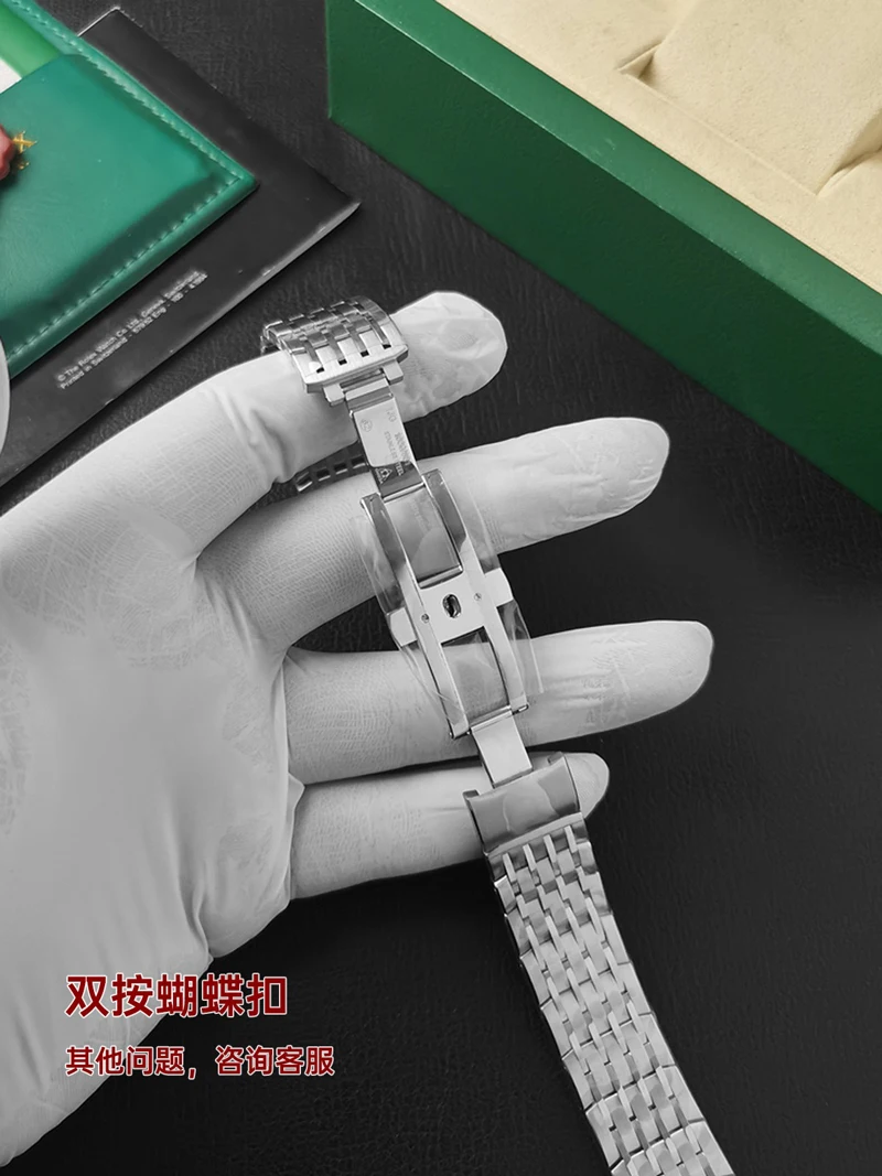 FUYIJIA Men Custom O-MEGA DE VILLE 431 Original Watchbands 20MM Curved Interface Stainless Steel Strap Butterfly Buckle Bracelet