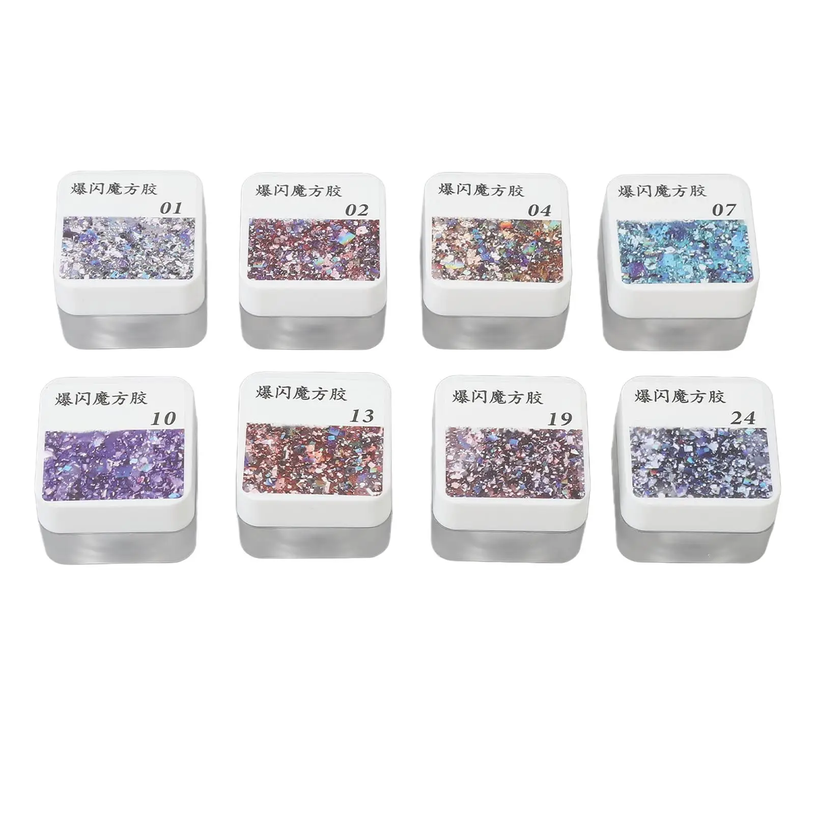 

8 Colors Glitter Nail Polish Gel Set with Sparkling Sequins for Nail Salon Art Glue Included