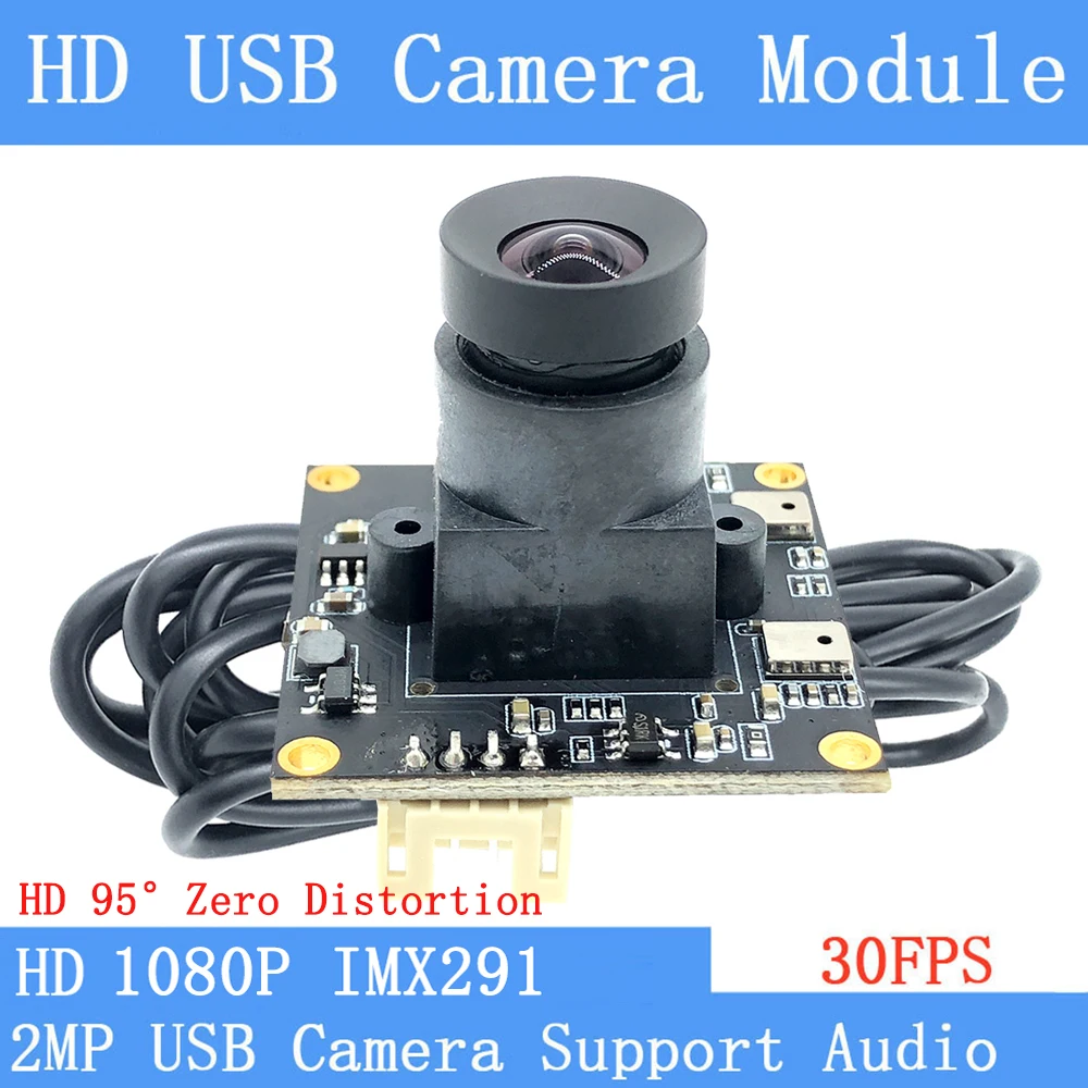 2 MP Weitwinkel 95 °   Verzerrungsfreies Sternlicht, geringe Beleuchtung, 1080P, IMX291, Webcam, UVC, 30 FPS, USB-Kameramodul mit Mikrofon
