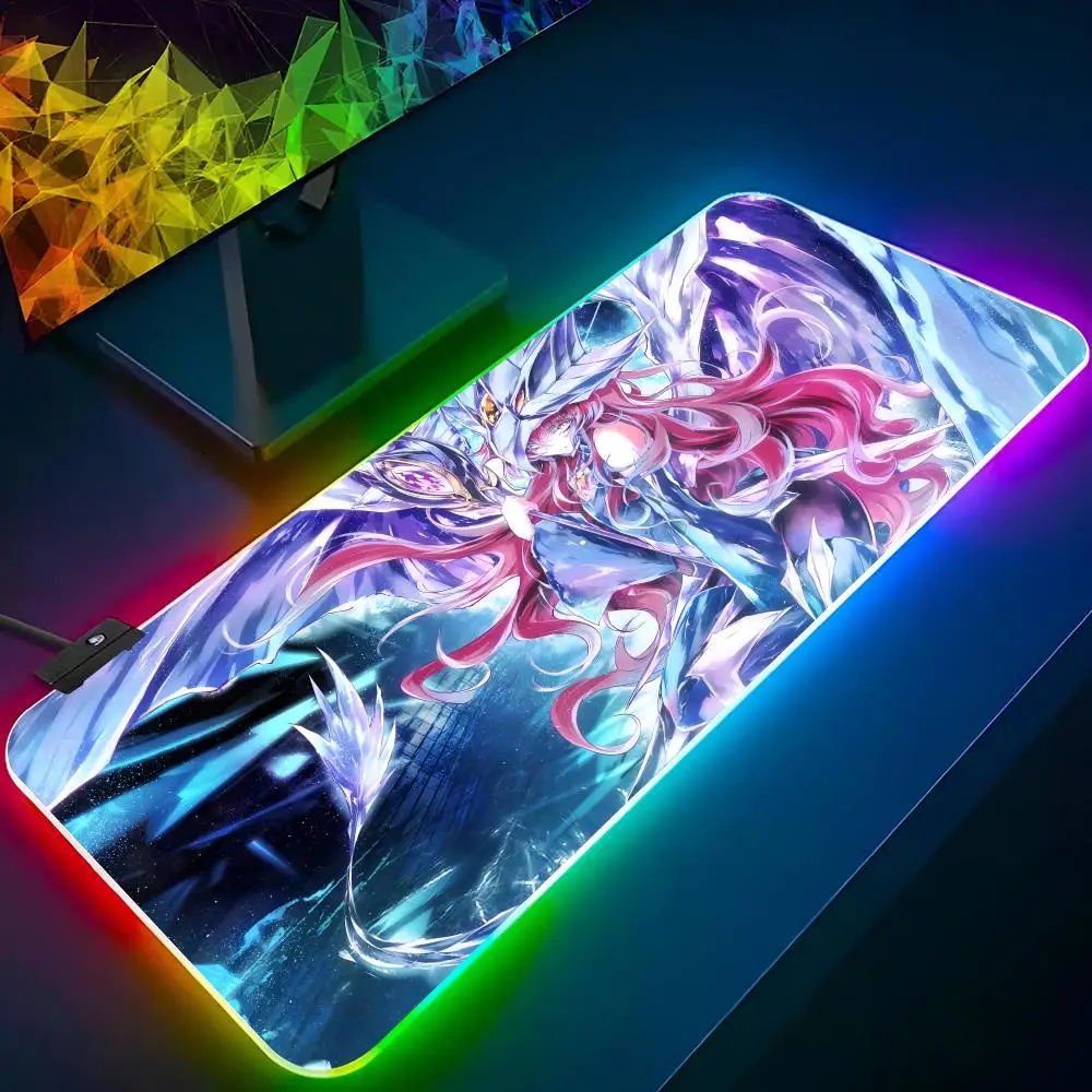 Imagem -03 - Backlit Rgb Gaming Mouse Pad Mousepad Rgb Simples Teclado Gamer Girl Table Pads Laptop Deskpad xl yu gi oh