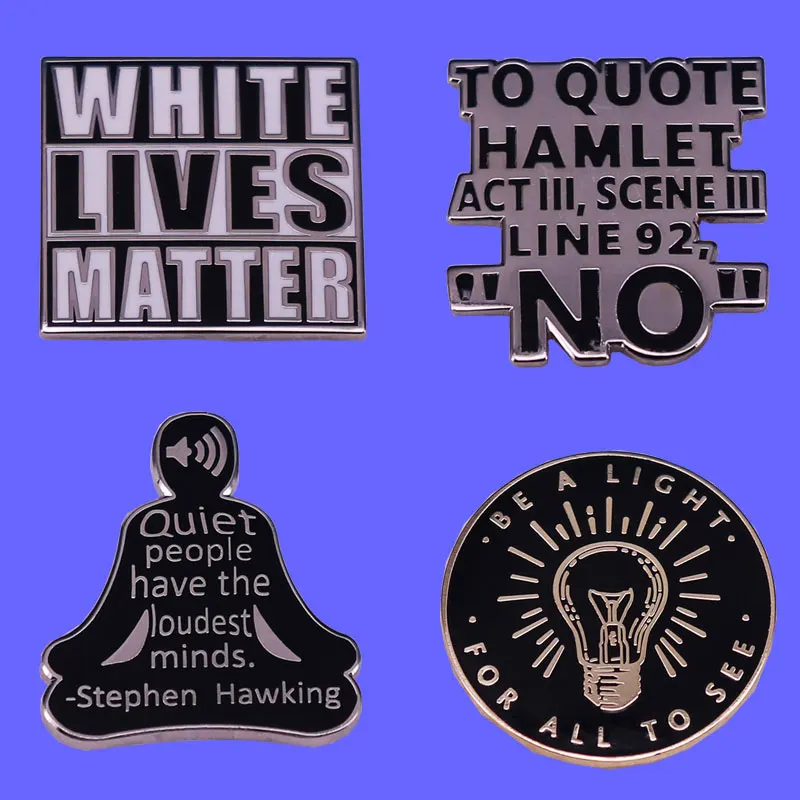 Good Literary Quotes Thought Badge Positive Sayings Cartoon Metal Lapel Brooch Accessories Men Women Fashion Jewelry Gift