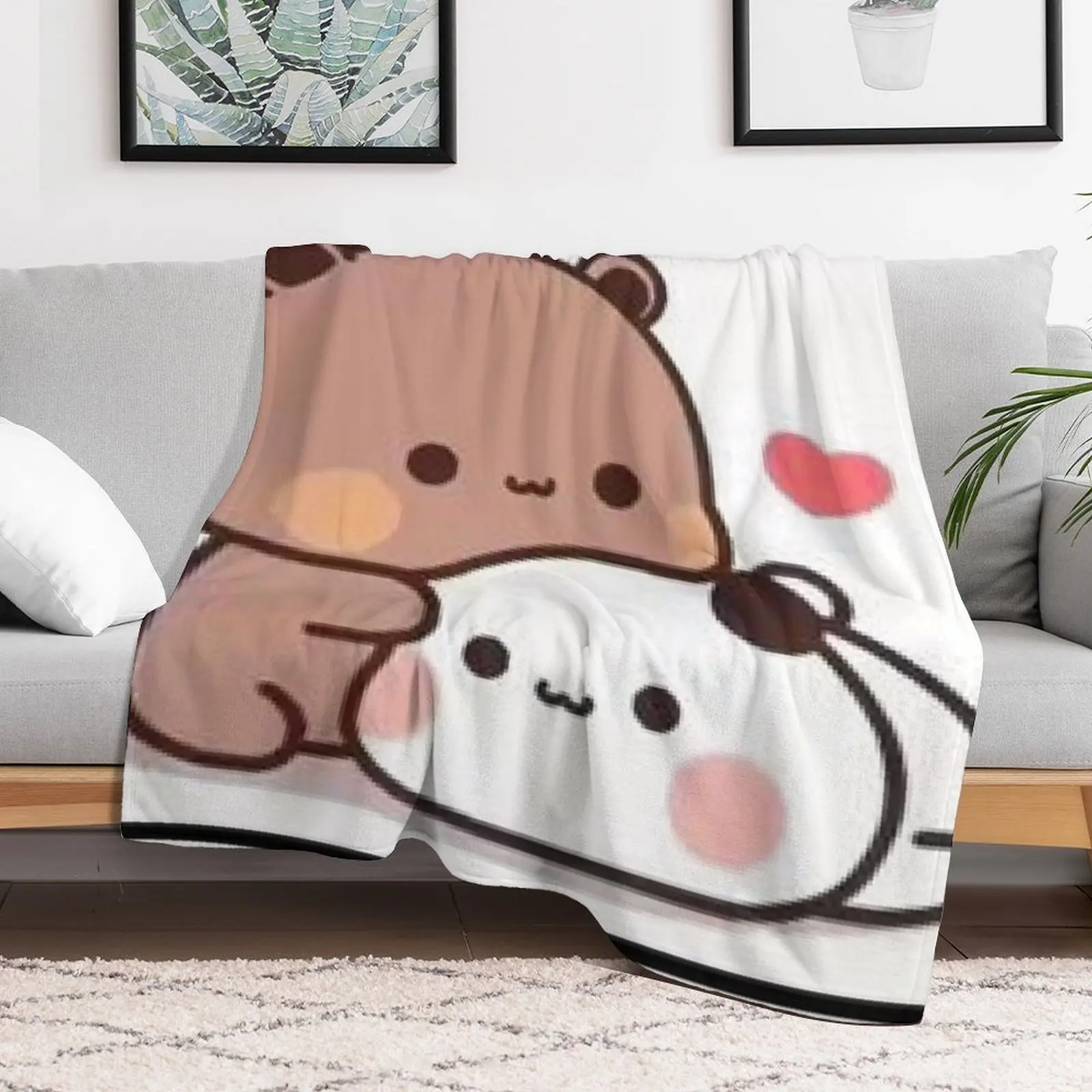 Milk and Mocha Together Throw Blanket Quilt Soft Cute Plaid Blankets