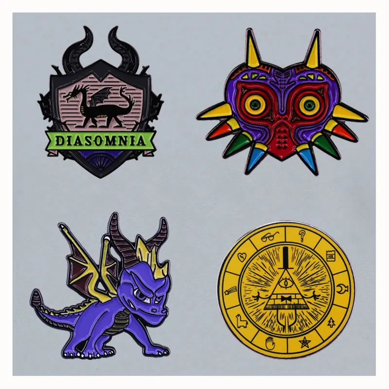 Fantasy Adventure Game Animated Brooch Villain Character Inspired Enamel Metal Insignia Fashion Jewelry Gift Accessories