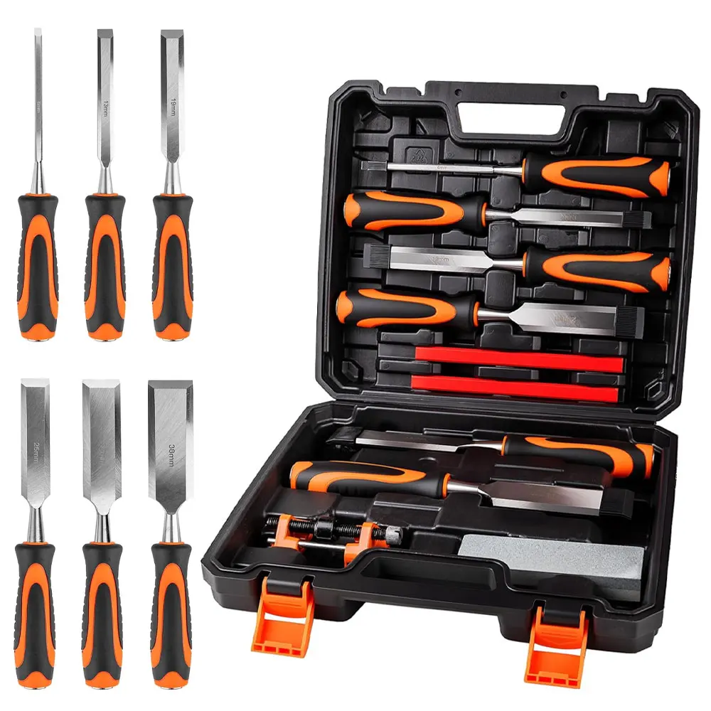 10-Piece Explosion-Proof Woodworking Chisel Set, Professional Woodworking Carving Tool Set