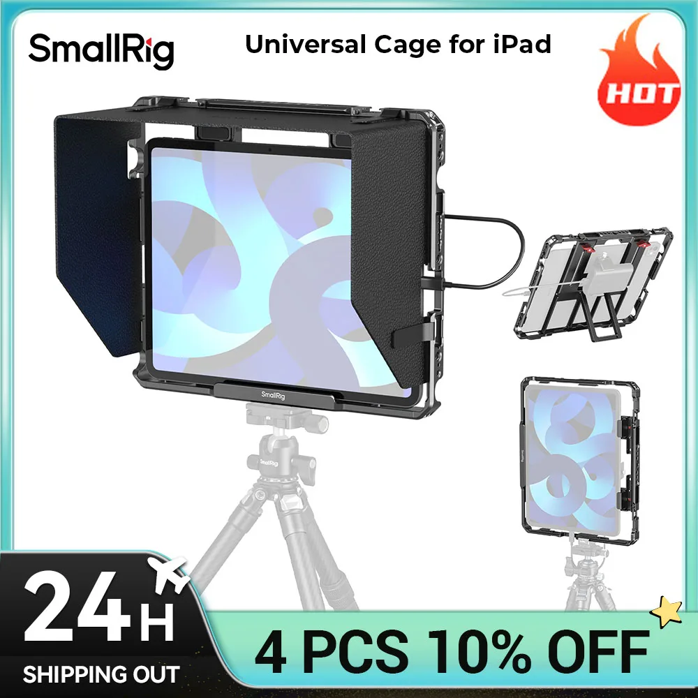 SmallRig Uniwersalna metalowa klatka do iPada, adapter do montażu na statywie Monitor do iPada Pasuje do iPada Pro 12.9, Air, Mini z otworem 1/4"-20