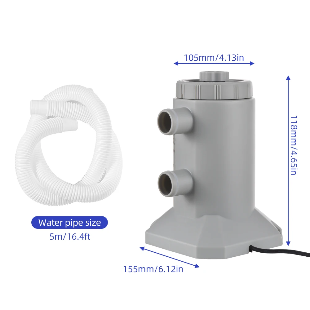 Cartridge Filter Pump 55W 250L/H Flow Rate Low Noise Improved Filtration Water Filter Pump Cartridge for Above Ground Pools