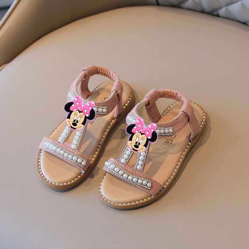 

Disney Mickey Mouse Minnie Flat Sandals Girl Bohemian Ethnic Feng Shui Drill Comfortable Peep Toe Beach Shoes Baby Toddler Shoes