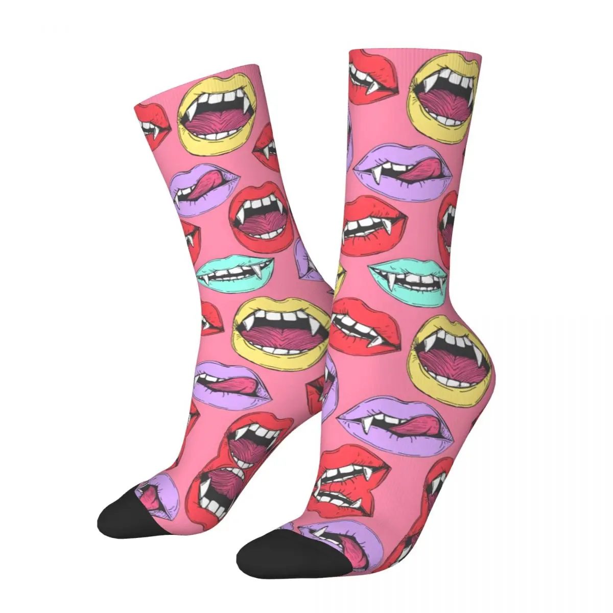 Pop Style Vampire Lips Men's Socks Retro Harajuku Street Style Novelty Seamless Crew Sock