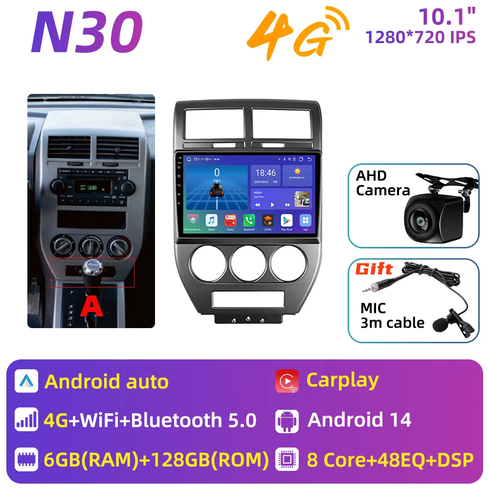 Auto Multimedia voor Dodge Caliber Jeep Compass 1 MK Patriot 2006 - 2010 Android autoradio Carplay GPS Navigatie 2 Din Stereo DSP