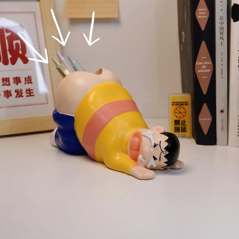 19cm Cute Funny Fat Tiger Simple Pen Holder Doraemon Student Dormitory Desktop Ornament Large Capacity Stationery Storage Box