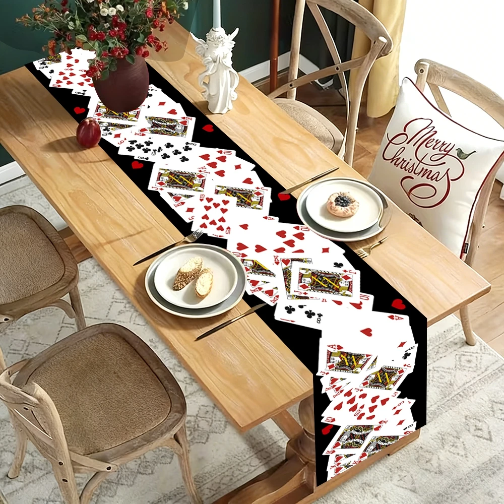 Poker Card Theme Table Runner Tablecover Poker Night Party Decoration Poker Card Birthday Party Supplies Home Dining Table Decor view 6