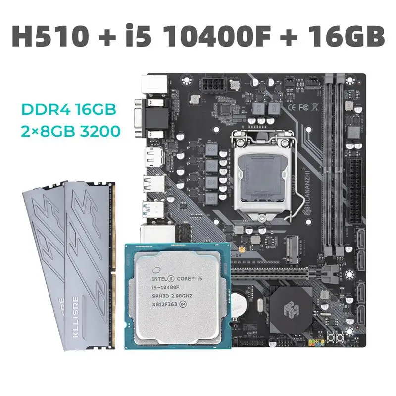 Go! HUANANZHI H510 Kit Intel Core i5 10400F 2*8GB = 16GB Memory DDR4 3200 Desktop RAM LGA 1200 Motherboard Set